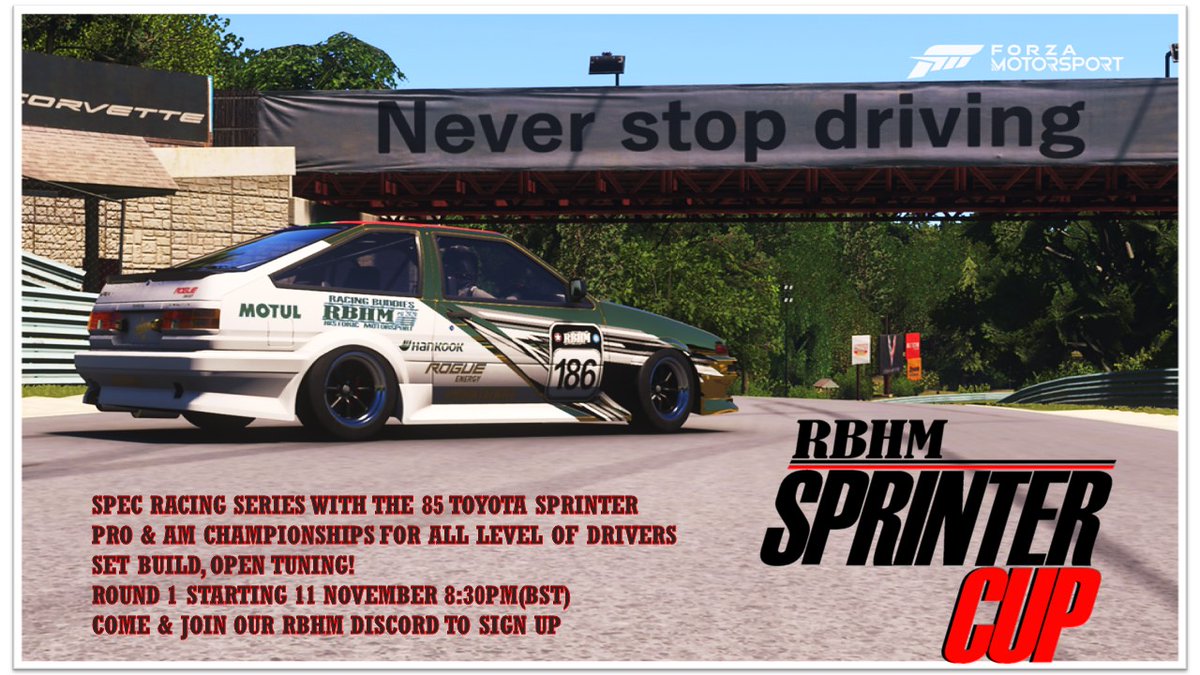 A new series for RBHM in the new <a href="/ForzaMotorsport/">Forza Motorsport</a>, we are so excited for this... 
Come and hope in people. 
Discord Invite:
discord.gg/7xAS622