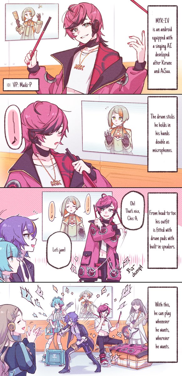 pheodore's tweet photo. (unofficial) english translation of #VoiSonaLab 4Koma
Chapter 4 "Drummer Singer" https://t.co/CZ8exVFanJ