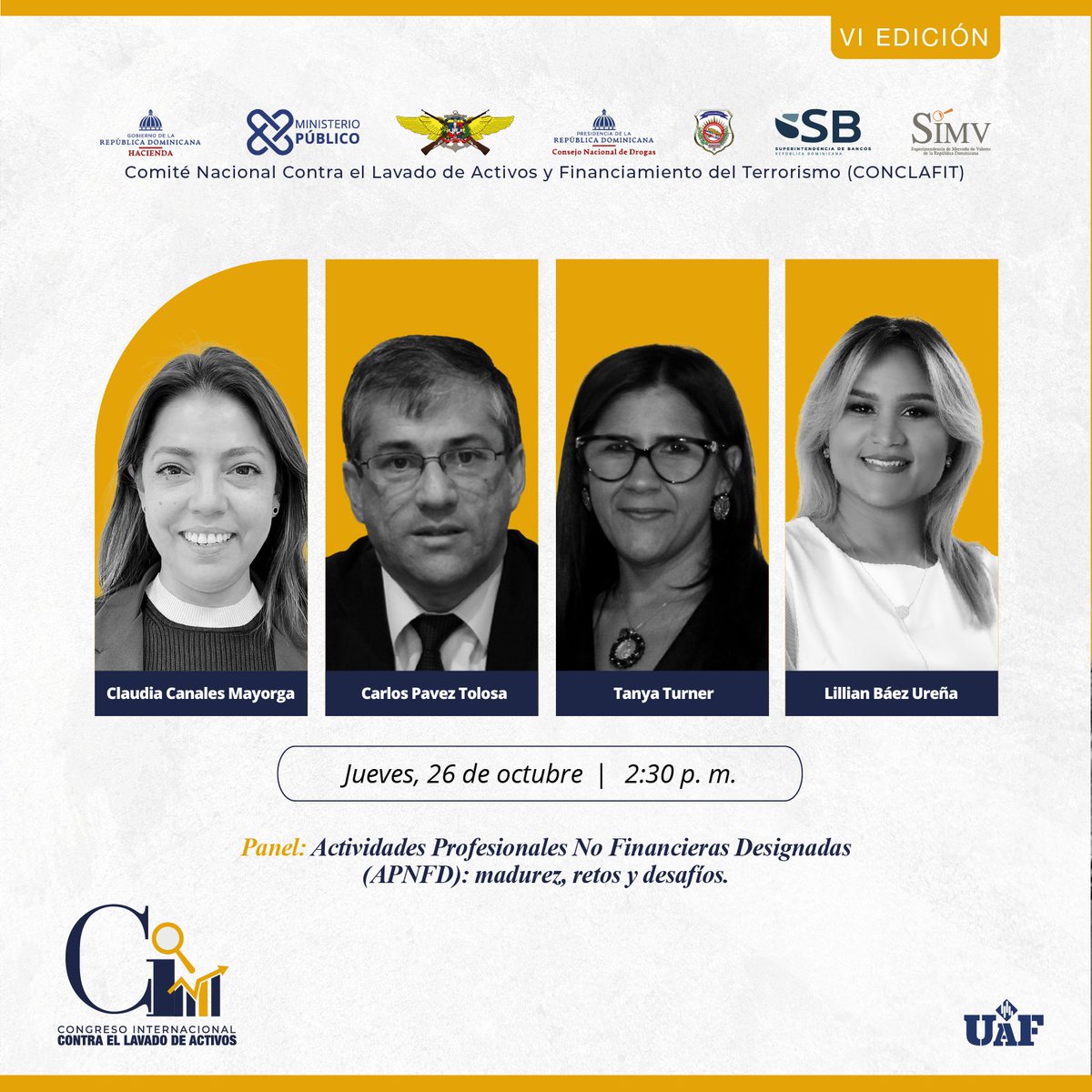 UAF_Chile's tweet photo. Ahora, director UAF interviene en panel "APNFD: Madurez, retos y desafíos" del VI Congreso contra #lavadodeactivos" de #Conclafit.
Destaca que automotoras, arriendo vehículos, clubes tiro/caza/pesca, comerciantes joyas/metales preciosos y venta/fabricación de armas son nuevos S.O https://t.co/9PoPh5UAZh