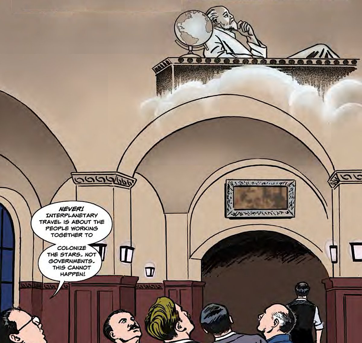 A notional conversation about space in 1929 - an excerpt: "From the Earth to Mars" - a new graphic novel from space pioneer <a href="/jeffmanber/">Jeffrey Manber</a>. Now available from Multiverse.media at amazon.com/Earth-Mars-Sur… #Moon #Mars #Artemis 4/5 - next episode tomorrow!