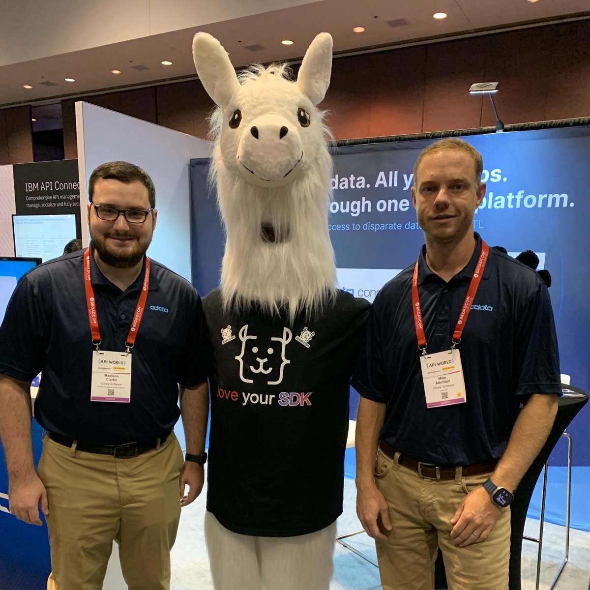 We're having a *llama* fun here at #APIWorld! Make sure to head to booth 216 to learn how CData can help connect any data across your stack.