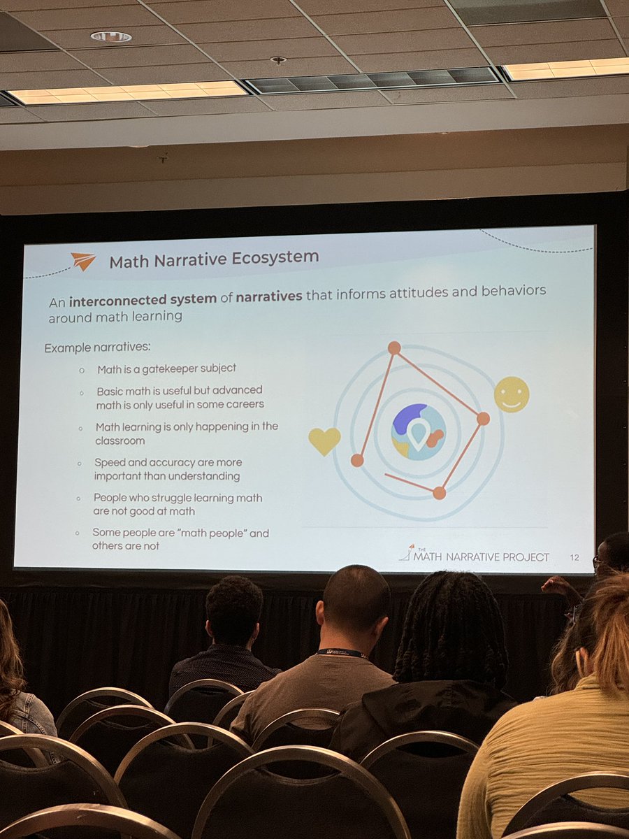 TheMathGuru's tweet photo. I call them “math myths” but I love that  @MichaelaLR points out that these myths become the fabric of our overall narratives 📝 #NCTMDC23 @gatesfoundation https://t.co/PCVUYbLW4t