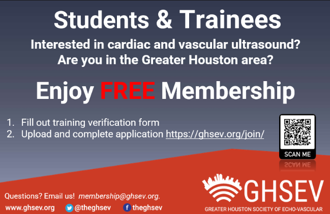 🎃 The Scary Echo competition is coming up! 🗓️ Wed Nov 1 at 6p 📍Baylor St Luke's Denton A Cooley Auditorium 🔗Have a case? Email us at admin@ghsev.org 📢Trainees get FREE membership! Join today! 🔊Spread the word and RSVP!