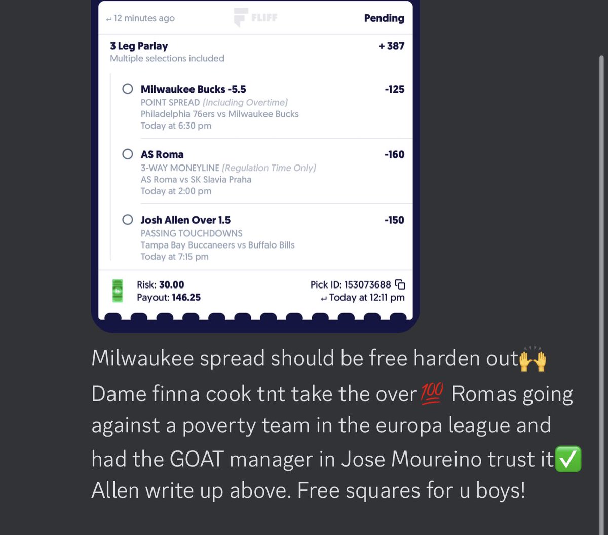 community_teske's tweet photo. Got a 2 legger and a 3 legger for you boys! Hitting this bills game pretty hard should be a easy blowout for them at buffalo✅ Trust in your supergoats, Writeups below

#Fliff #Prizepicks #underdog #bettingexpert #GamblingTwitter #soccer #nfl #BillsMafia #FreeMoney https://t.co/Og6cxuHyz3