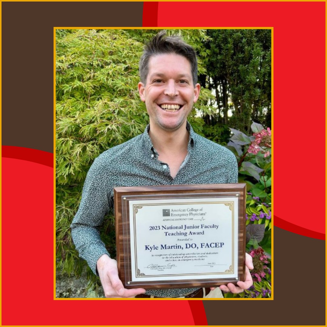 Congratulations to Dr. Kyle Martin for winning the ACEP national Junior Faculty Teaching Award! 🤩