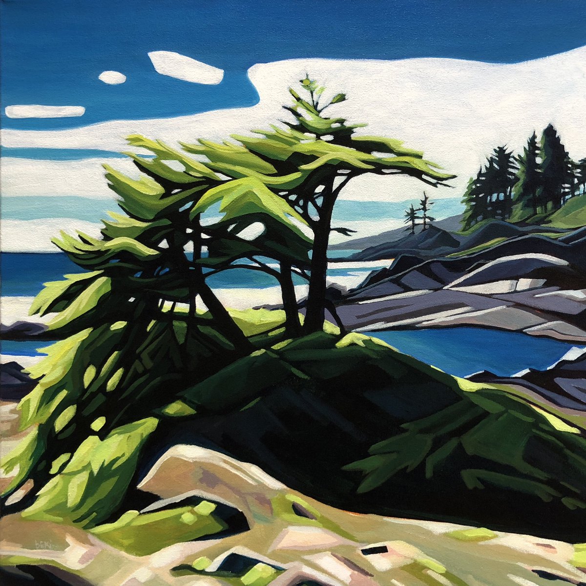 West Coast (Botanical Beach) 
18x18” acrylic
.
#botanicalbeach #vancouverisland #vancouverislandbc #bc #bcisbeautiful #bcartist #bcart #beachart #westcoast #westcoastart #acrylicpainting #summer #palettes #blueskies