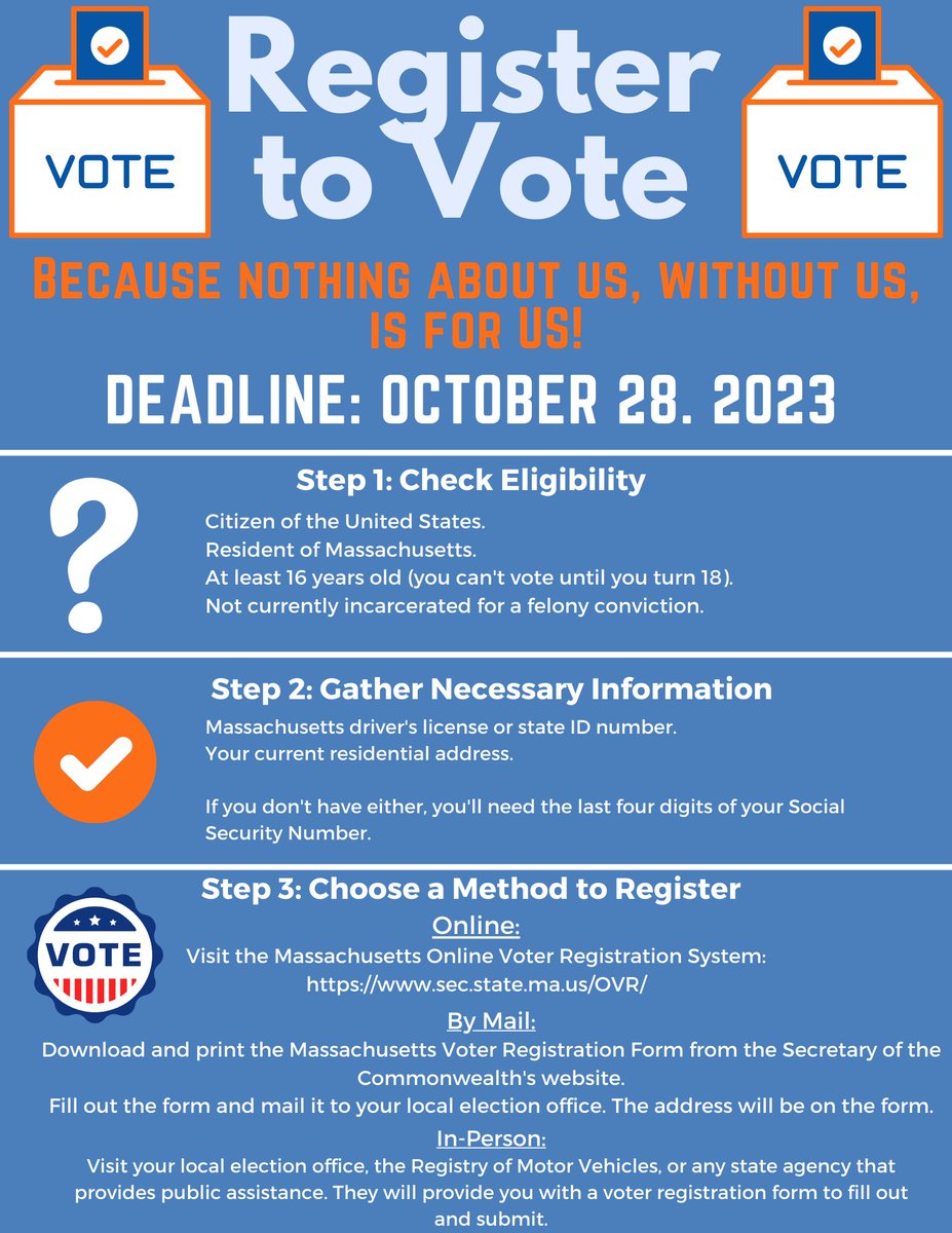 Reminder that early voting is October 28th- November 3rd. If you haven't yet, please register and make a plan to vote! Your voice matters and by casting your vote, you are sending a clear message about what you want for the City of Boston. See you at the polls!!🗳