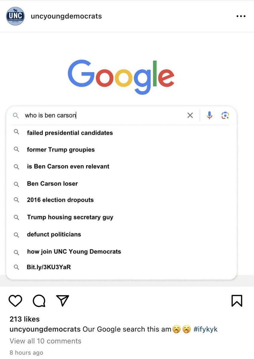 rachelfarm04's tweet photo. Your google search this am but our @TPUSA event this pm 🥱

Massive turnout of students for @RealBenCarson at UNC Chapel Hill learning the facts professors won’t teach them in the classroom 👏🏼👏🏼 https://t.co/ftndhu8wIP