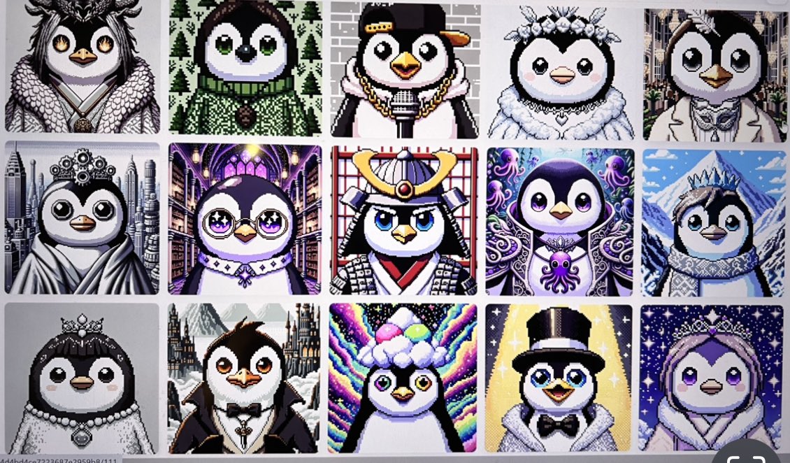 JM_Sadowski's tweet photo. Ai art many times gives itself away that it was Ai generated by the way it looks.

But I bet not everyone could tell these pixelated penguins are #AiArt!

Digging deeper now:

People desire to have the legendary 1 of 1’s in NFT collections, but they’re harder to get. 😭

However, Ai and the prompter’s talent combined can make an NFT art collection full of legendaries – a concept not seen much IMO.

🐧 This is one reason why this penguin collection is appealing and I’m breaking rules for it. It’s not difficult to gain ownership of multiple extra awesome art pieces, and the community has been fun. 🐧

My current @pudgypudgies_ collection: