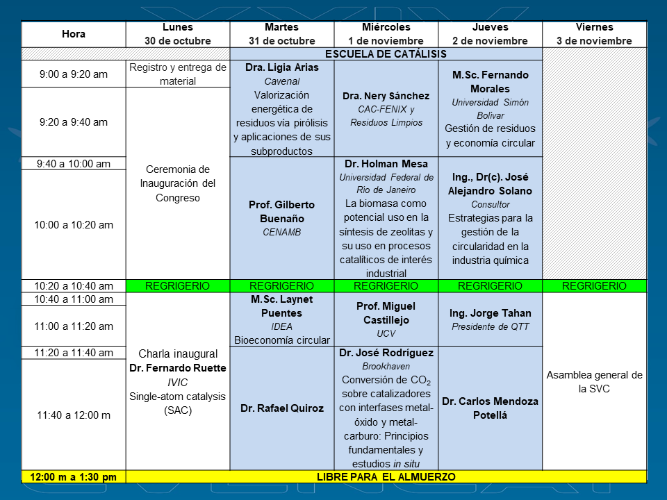 SCatalisis's tweet photo. Programa para el XXIV CVenCat . Este prestigioso encuentro se llevará a cabo desde el 30/10 al 03/11 en la Facultad de Arquitectura y Urbanismo de la UCV.
 ¡Nos vemos allí! https://t.co/g2JesSKjwR