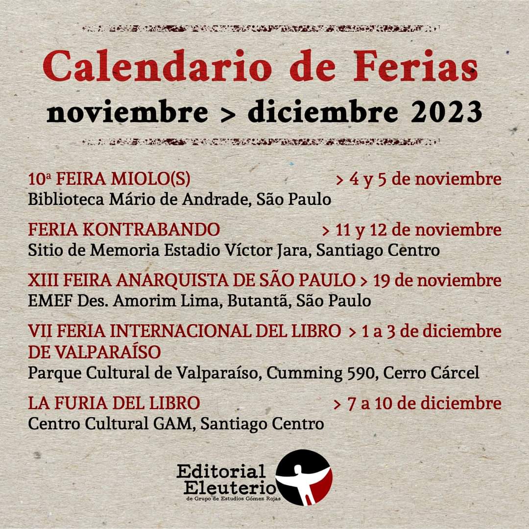 Editorial Eleuterio presente en São Paulo, Santiago y Valparaíso!