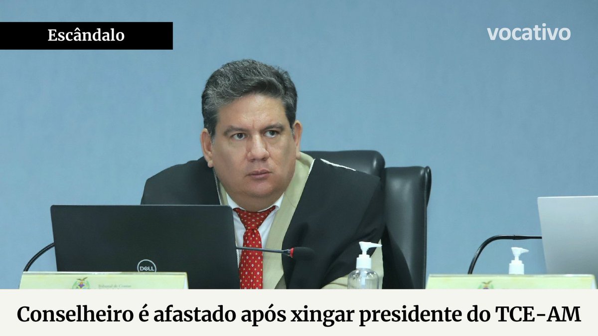 vocativo's tweet photo. O conselheiro Ari Moutinho foi afastado do Tribunal de Contas do Amazonas após xingar a presidente da corte, Yara Lins, de "cachorra" e "safada" em sessão no último dia 06 de outubro. Leia mais em: https://t.co/pN6ehxtivR https://t.co/MNyA4qjDGq