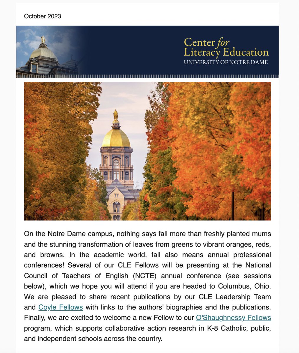 Heading to Columbus, OH for the @ncte annual conference? Looking for your next book or article to read? Let us help! Check out the CLE Oct. newsletter - feel free to subscribe & share with friends! mailchi.mp/nd/cle-october… @ieiatnd @ACEatND @Cati_Fu @jamila_lyiscott @hammanortiz