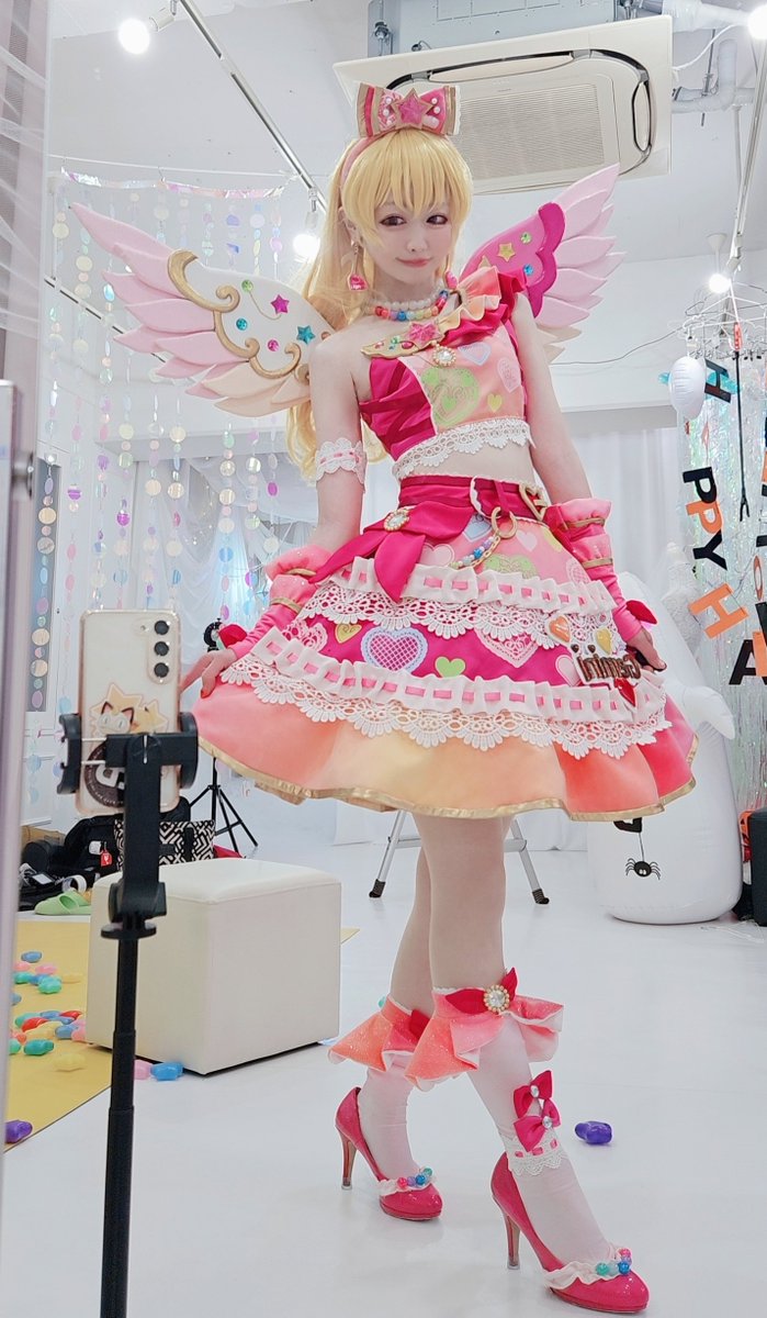 だいっすきでずっとずっと作りたかったエンジェリージェミニ完成しましたꕀ😭🩷♊
究極に可愛い最強のドレス…😭🩷
柄入れとグラデと羽がんばった😭満足😭

いちごちゃんが本当に本当にだいすき…🥲🩷
#Maikatsu 
#DressMAIking