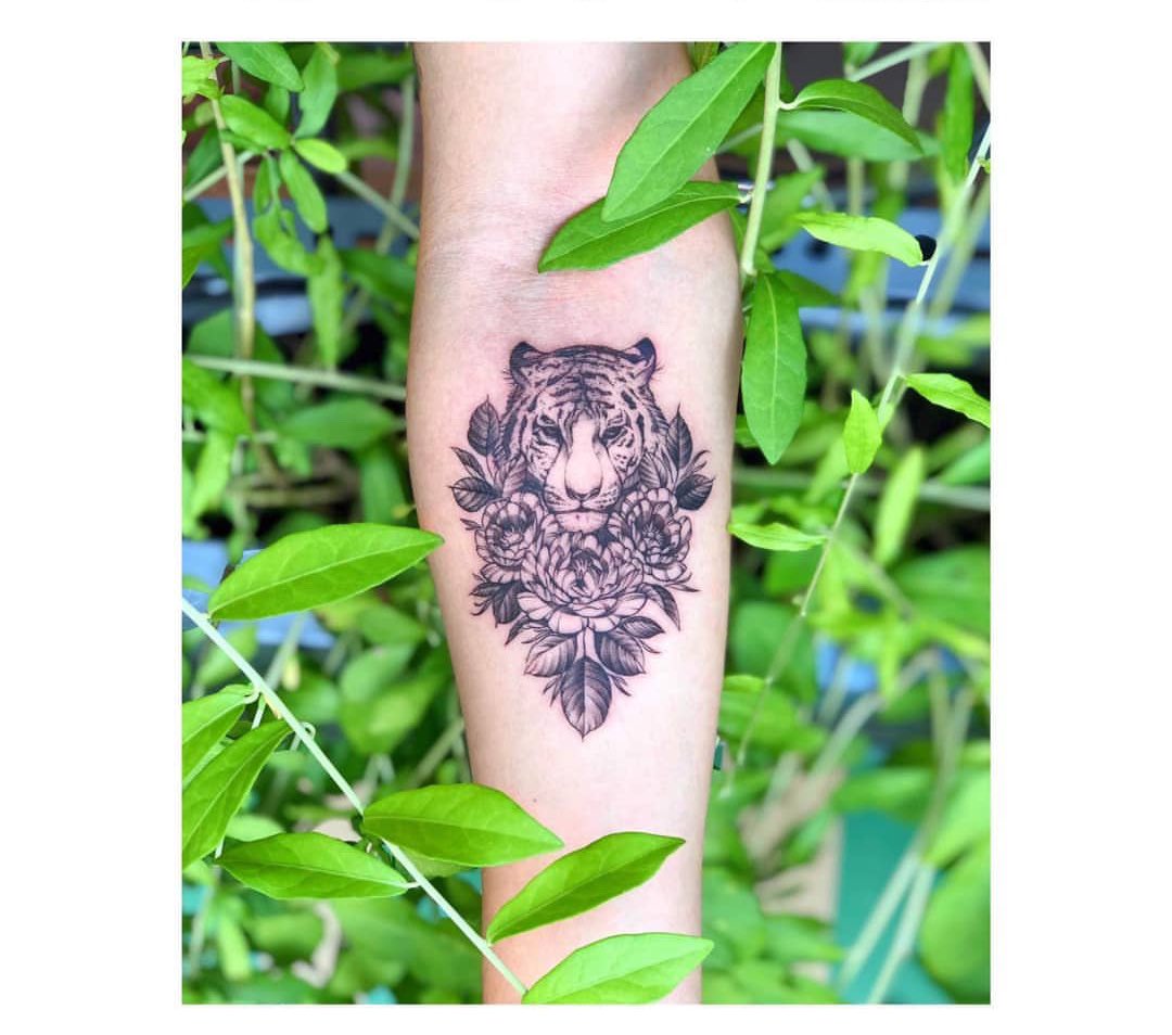 #tigertattoo on my own skin by another artist 🥰🥰🥰