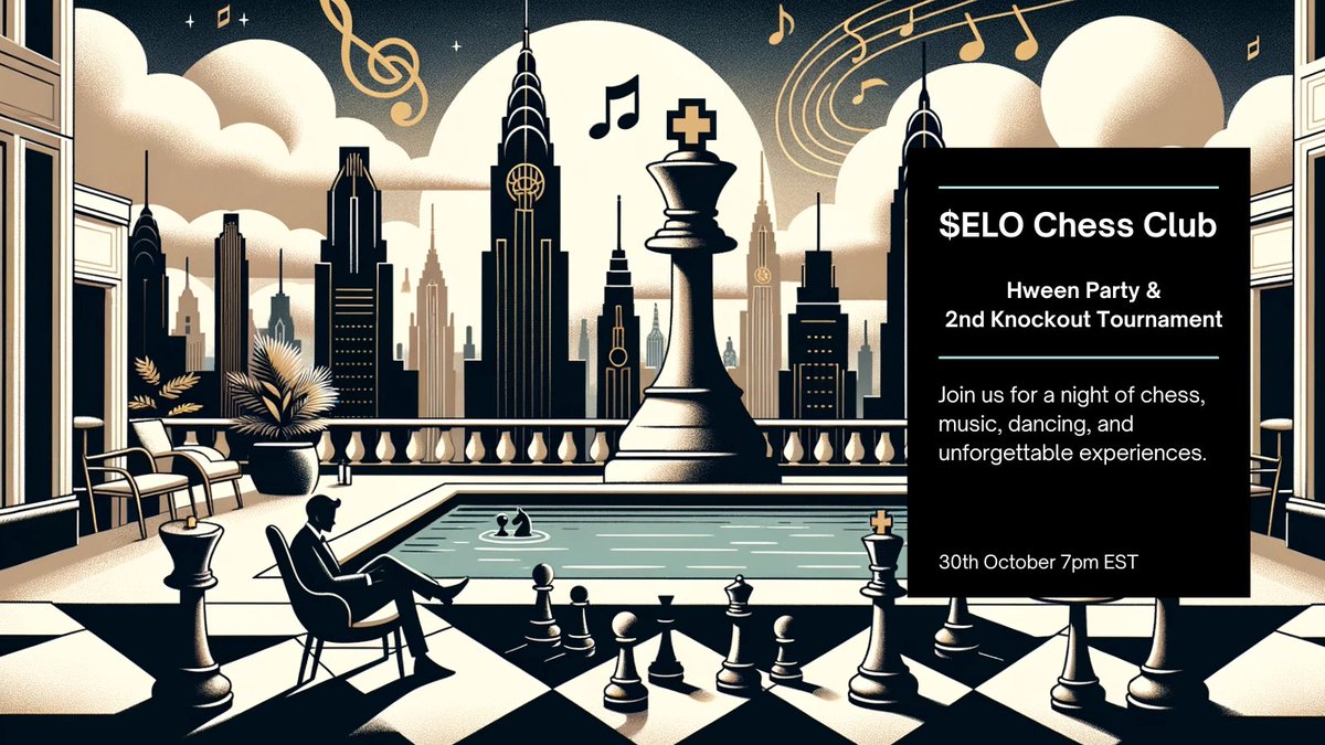 ELO Chess Club, Decentraland (@elochessclub) on Twitter photo 🎃Spooky Knight?🎃
Join us for LIVE music by Steve Saiko on 30th October 7pm EST in <a href="/decentraland/">Decentraland</a> as we begin Knockout Tournament next week! 🎃Spooky Knight?🎃
Join us for LIVE music by Steve Saiko on 30th October 7pm EST in <a href="/decentraland/">Decentraland</a> as we begin Knockout Tournament next week!