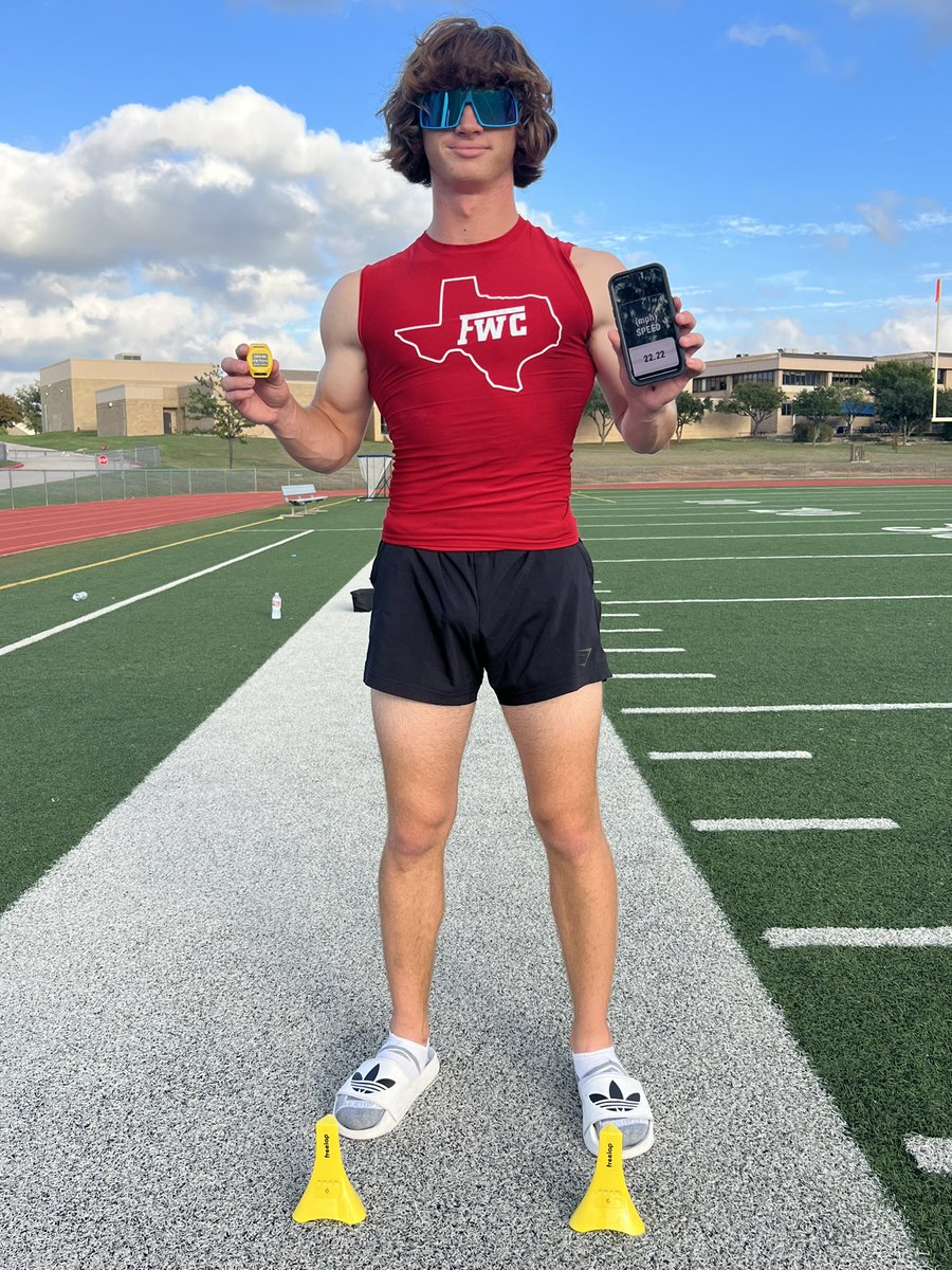 GriffinCarney27's tweet photo. 40 Time - 4.58  
Top End Speed - 22.22 mph 
Recorded by @freelap 

@CoachJTAyers @FWCBASEBALL_ @FreelapUSA https://t.co/Tvs0G3D8Vq