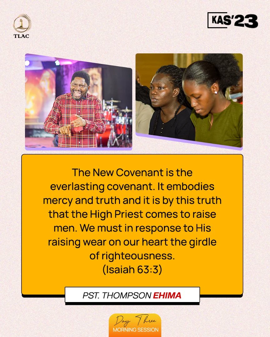 tlackingdom's tweet photo. The Messenger of The Covenant will not come to a temple of a man that has not been adorned with the laws and commandments of life and peace. 

These are excerpts from the teaching at KAS23 DAY 3 MORNING SESSION by God's servant Pastor Thompson Ehima. 

#tlackingdom
#KAS23 https://t.co/D508fcDt9U