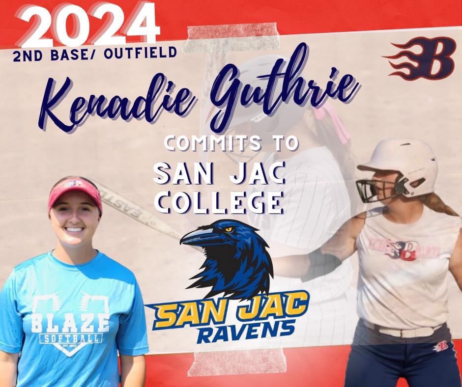 🚨🚨COMMITMENT ALERT🚨🚨 Congrats to 2024 Kenadie Guthrie on committing to San Jac. We are incredibly proud of you and know you’re going to do amazing things there! 💪💪<a href="/Kenadie65572628/">Kenadie</a> 
#BlazeNation #BlazeOn #bCommitted