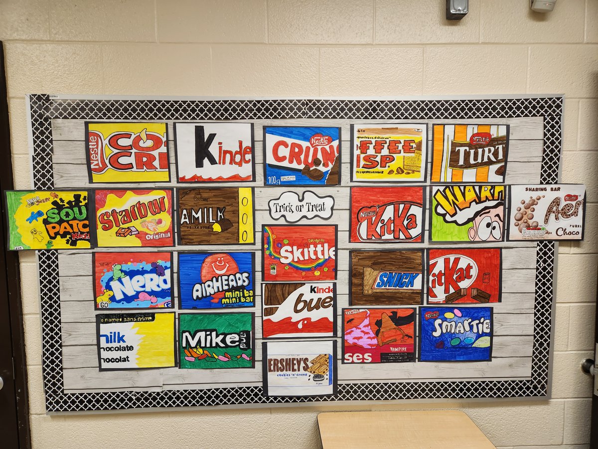 Grade 7/8 Candy wrapper pop art inspired by Andy Warhol.  <a href="/YCDSB/">York Catholic District School Board</a> <a href="/DomenicScuglia/">Domenic Scuglia -</a>