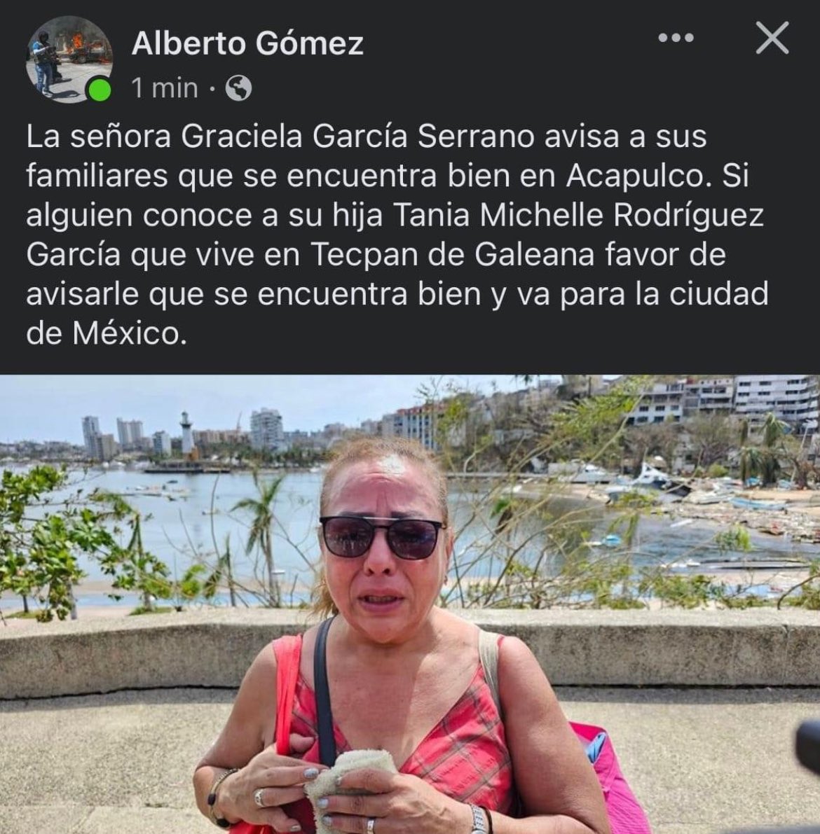 NDuranSF's tweet photo. Por si a alguien le ayuda esta info o conoce a la persona. 
#Acapulco #Otis https://t.co/YIsed0fmxj
