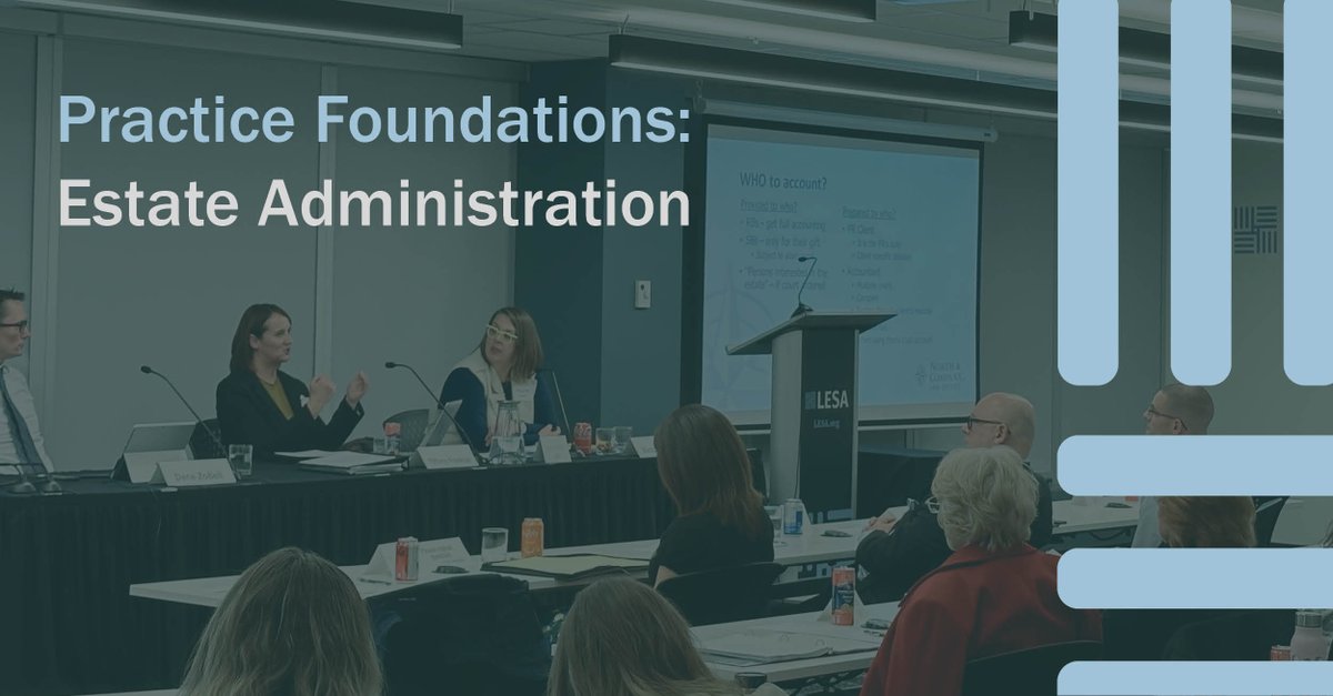 Thanks to the faculty for today's 'Practice Foundations: Estate Administration' program. Chair: @vicjones Presenters: Allison Barkwell, Tiffany Franklin, David Koski, Fraser Lypkie, and Dane ZoBell. We are grateful for your time and expertise!