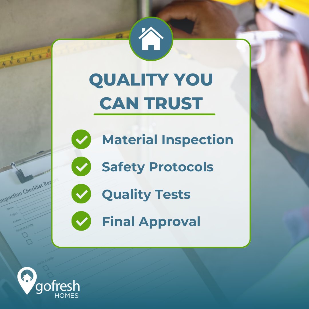 Say goodbye to quality concerns! 👋

Our comprehensive checklist makes sure your home is built to last. Rest easy knowing that every nook and cranny meets the highest standards.👷🏡

#HomeQuality #SafetyFirst #GoFreshHomes