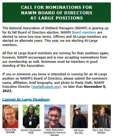 NAWMCommunicate's tweet image. One of the benefits of NAWM Membership:
Voting rights in elections of the Board of Directors and all issues presented to members to vote.

If you or someone you know is interested in running for a position, the deadline to submit information (below) is November 9, 2023