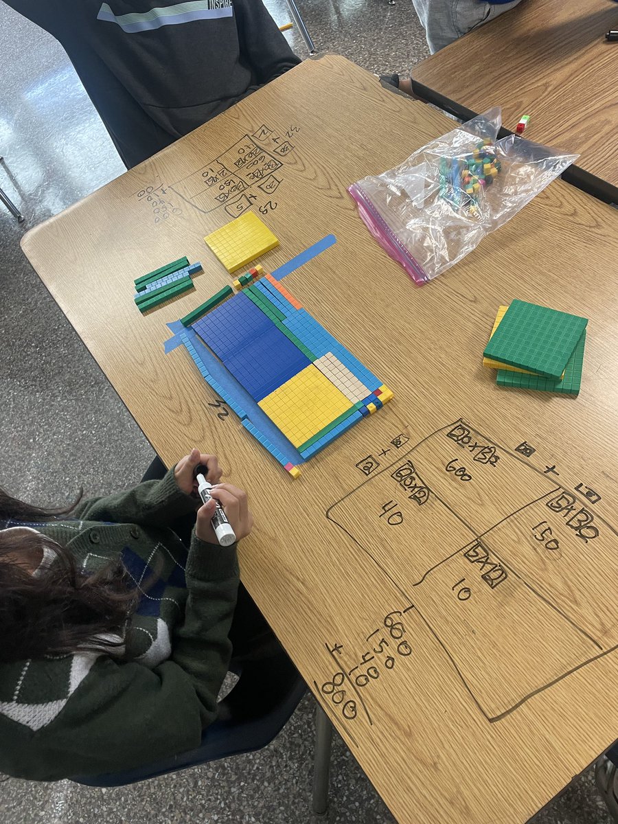 Our fourth graders are learning how to multiply two digit whole numbers through concrete representations! <a href="/bfw_elem/">Bettie F Williams ES</a> <a href="/VBMathRocks/">VBMath Rocks</a>