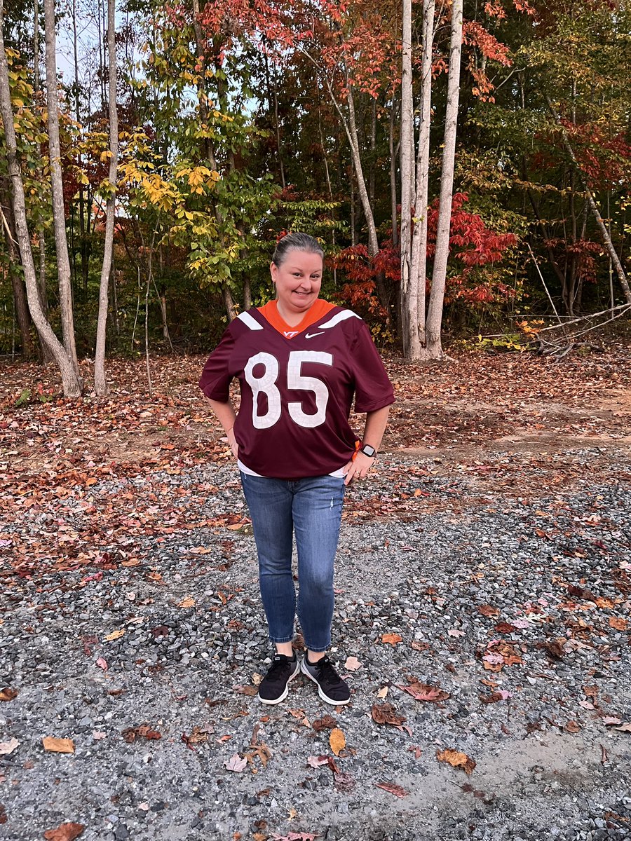 PamMabry's tweet photo. When it is jersey day at school… you know I’m supporting my fav Hokie @JaRicous !! Let’s go! 🎃 https://t.co/EyvOiUOcWe