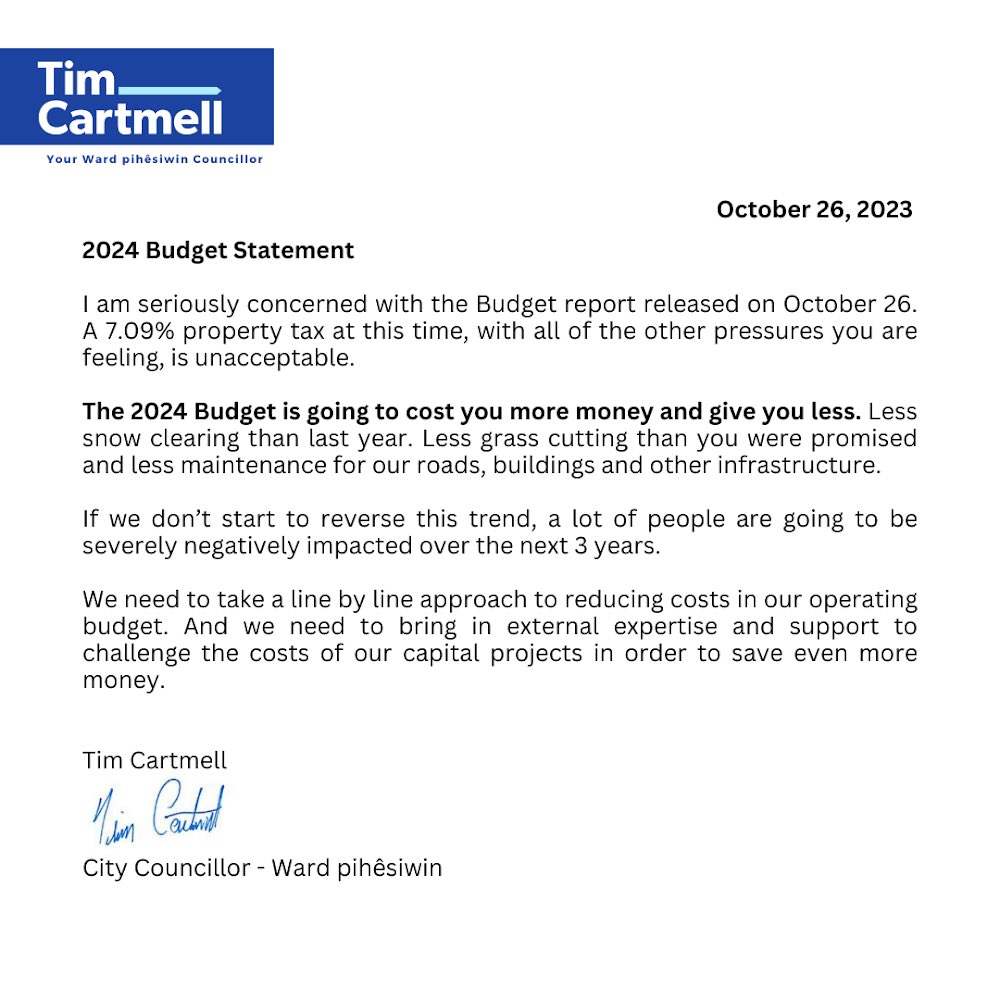 My full thoughts on the 2024 Budget can be found here: timcartmell.ca/the_2024_budget #yeg #yeccc #yegbudget