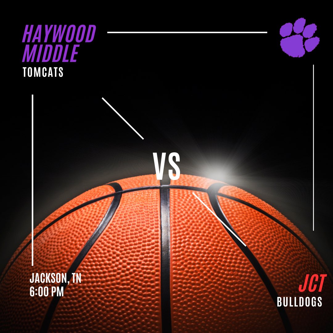 HMS Tomcat Basketball 🏀:

🆚: JCT 

📍: Jackson, TN

⏰: 5:00 JVG, 6:00 VG, 7:00 VB

📆: 10/26/2023

🎟️: $5 <a href="/haywoodtomcats/">tomcats_athletics</a>