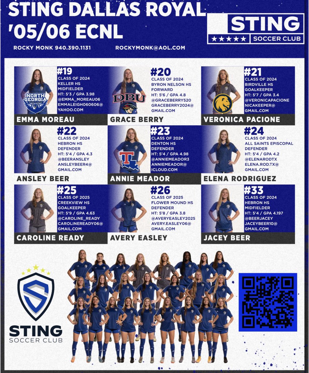 With <a href="/ECNLgirls/">ECNL Girls</a> Phoenix 🌵only 2️⃣ weeks away, here’s a look at our talented 24’s/25’s. 
Come 👀 us play ⚽️💪🏼

<a href="/RockyMonk8/">Rocky Monk</a> <a href="/StingSoccerClub/">Sting Soccer Club</a> <a href="/ImYouthSoccer/">ECNL/GA/Recruiting/College Soccer</a> <a href="/ImCollegeSoccer/">College Soccer Truth ™</a> <a href="/TopDrawerSoccer/">TopDrawerSoccer</a> <a href="/grtorres/">Guilherme Torres</a> <a href="/PrepSoccer/">Prep Soccer ⚽️</a>