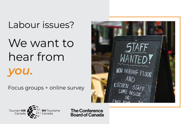 TourismHRCanada's tweet photo. We're partnering with @ConfBoardofCda for a series of in-person and virtual focus groups, plus an online survey.

The topic? Labour. 👩‍🍳

We'd love to hear from tourism business owners and operators, or others engaged in labour issues.

Learn how: https://t.co/okFzgijXCv https://t.co/YQXpoPGway