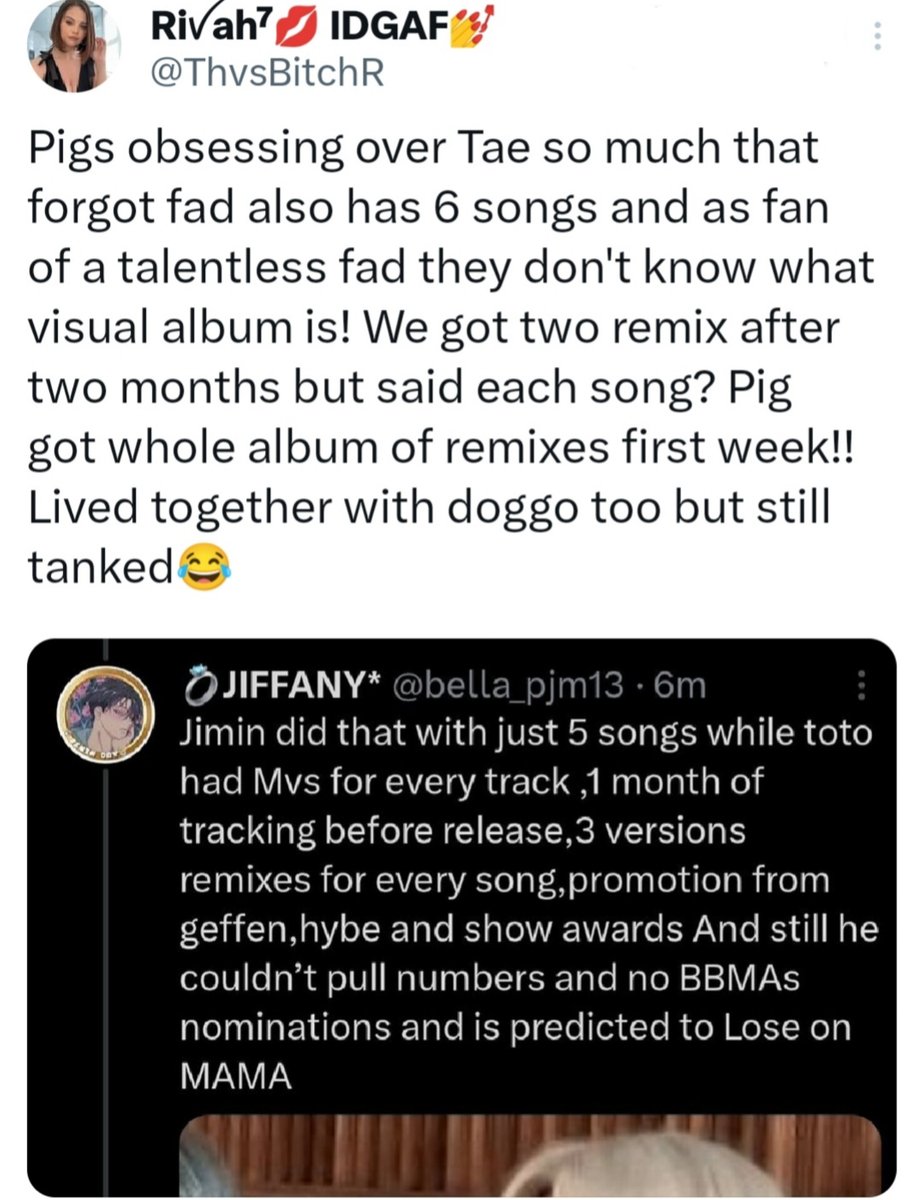 fIydipity's tweet image. spotify streams day 48:

FACE: 6,606,571 (5 songs + asmr)
Layover: 5,997,611 (6 songs, mvs nd performances, TTH for 2 songs)

visual album gives them an advantage but that talentless bald still flop, he had to turn to a hybe CEO to do everything for him and still tanked