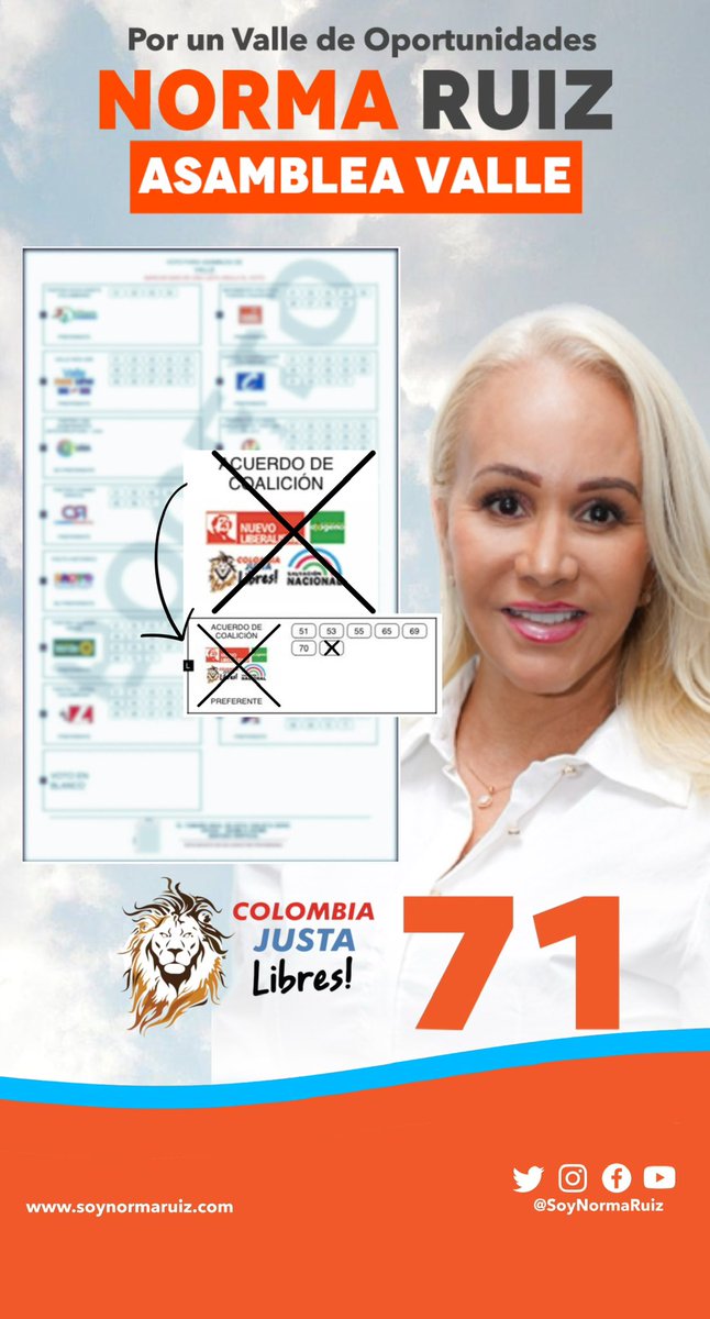 Soynormaruiz's tweet photo. 🗳️🚩Con determinación represento a los vallecaucanos que anhelan un futuro de oportunidades para, mi candidatura es un llamado a defender la familia, la vida y la libertad.🧡🦁
Agradezco a @johnmiltonr_ por su confianza en mi liderazgo.🗳️🤝 #71elvalleconnorma https://t.co/SUrCSPMRAf