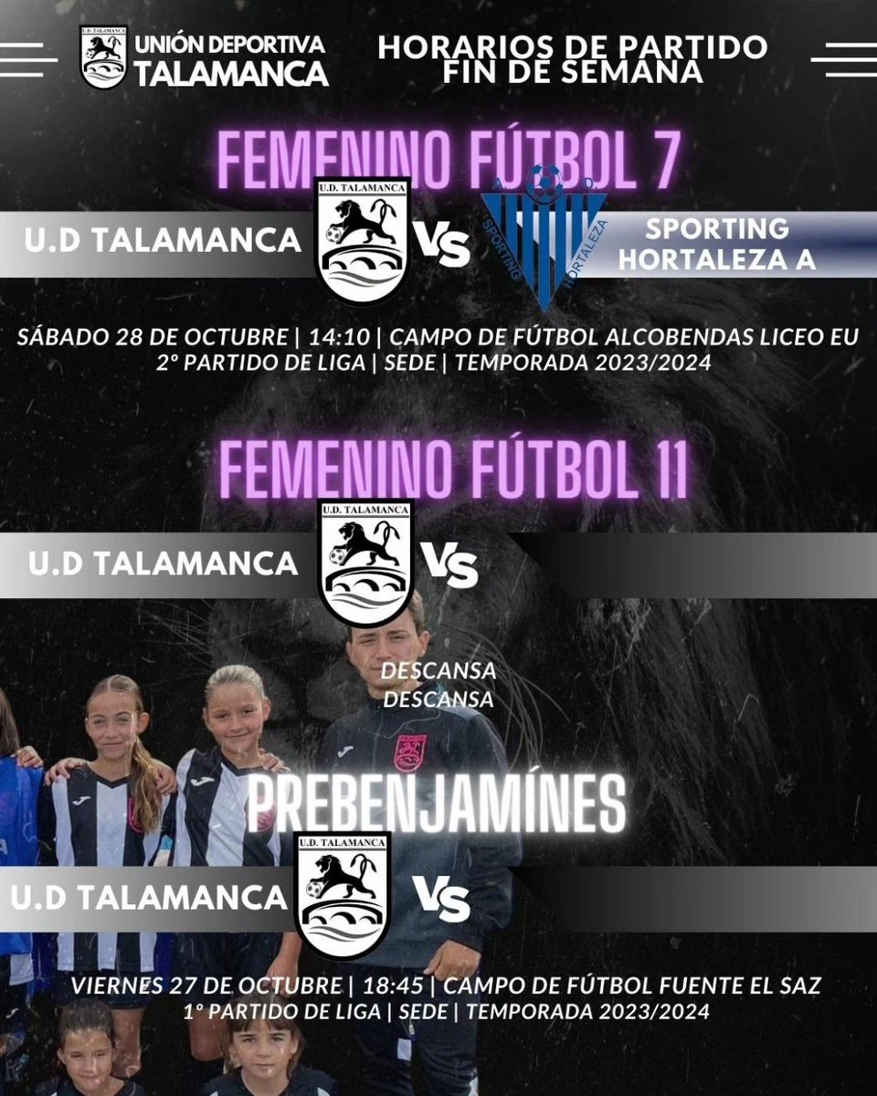 Partidos de este último fin de semana de octubre 🫶🤍🖤🤍🖤