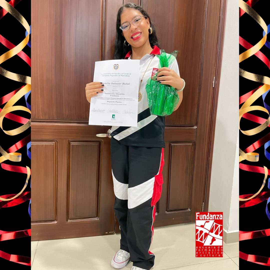 FUNDANZA's tweet photo. Con orgullo la Institución  Educativa Fundanza  participó en las olimpiadas de matemáticas de la Universidad del Quindío a nivel regional, se obtuvo el segundo lugar  en su categoría con la estudiante  Camila Salazar Bañol del grado 9A.🥈📚🧮 #OlimpiadasMatemáticas https://t.co/LTbx6Or81V