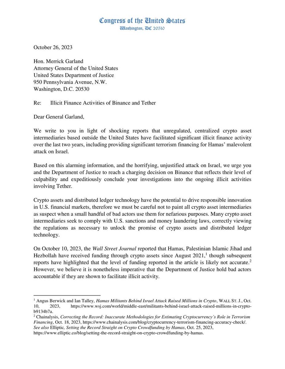 😱You have to see this!

❗️US Senator <a href="/SenLummis/">Senator Cynthia Lummis</a> asks the <a href="/TheJusticeDept/">U.S. Department of Justice</a> to bring criminal charges against <a href="/binance/">Binance</a> and <a href="/tether/"></a>

After the attacks on Israel, the senator announced the need for an investigation to determine the possible connection of Binance and Tether with