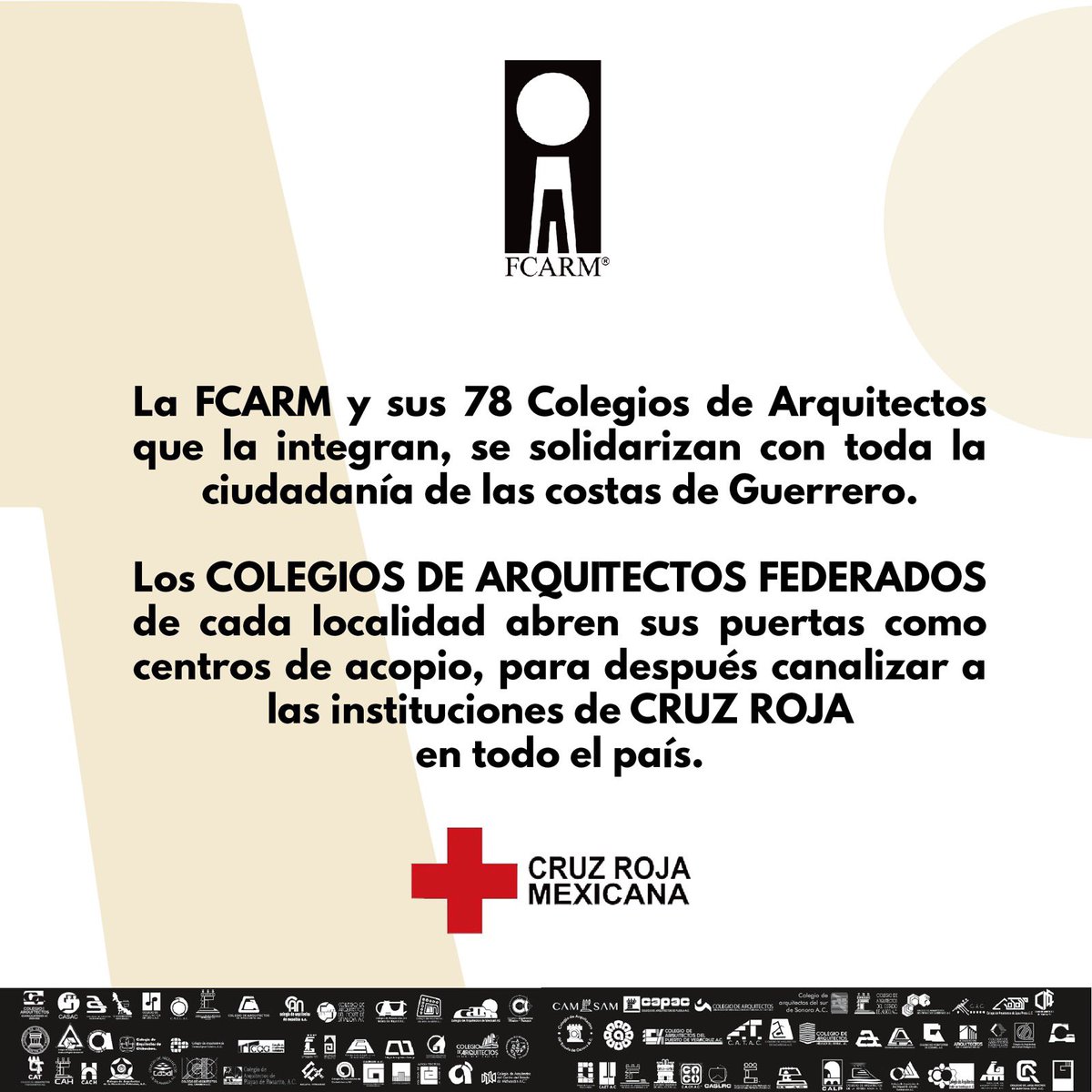 FCARMNacional's tweet photo. ¡La #FCARM pide sumar voluntades, ayudemos!
#CentroDeAcopio #Guerrero #AyudaSocial https://t.co/QlVUWtK3xG