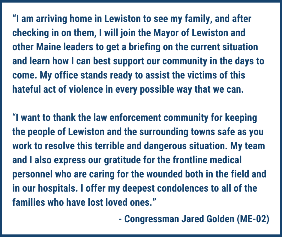 My statement on the mass shooting in Lewiston: