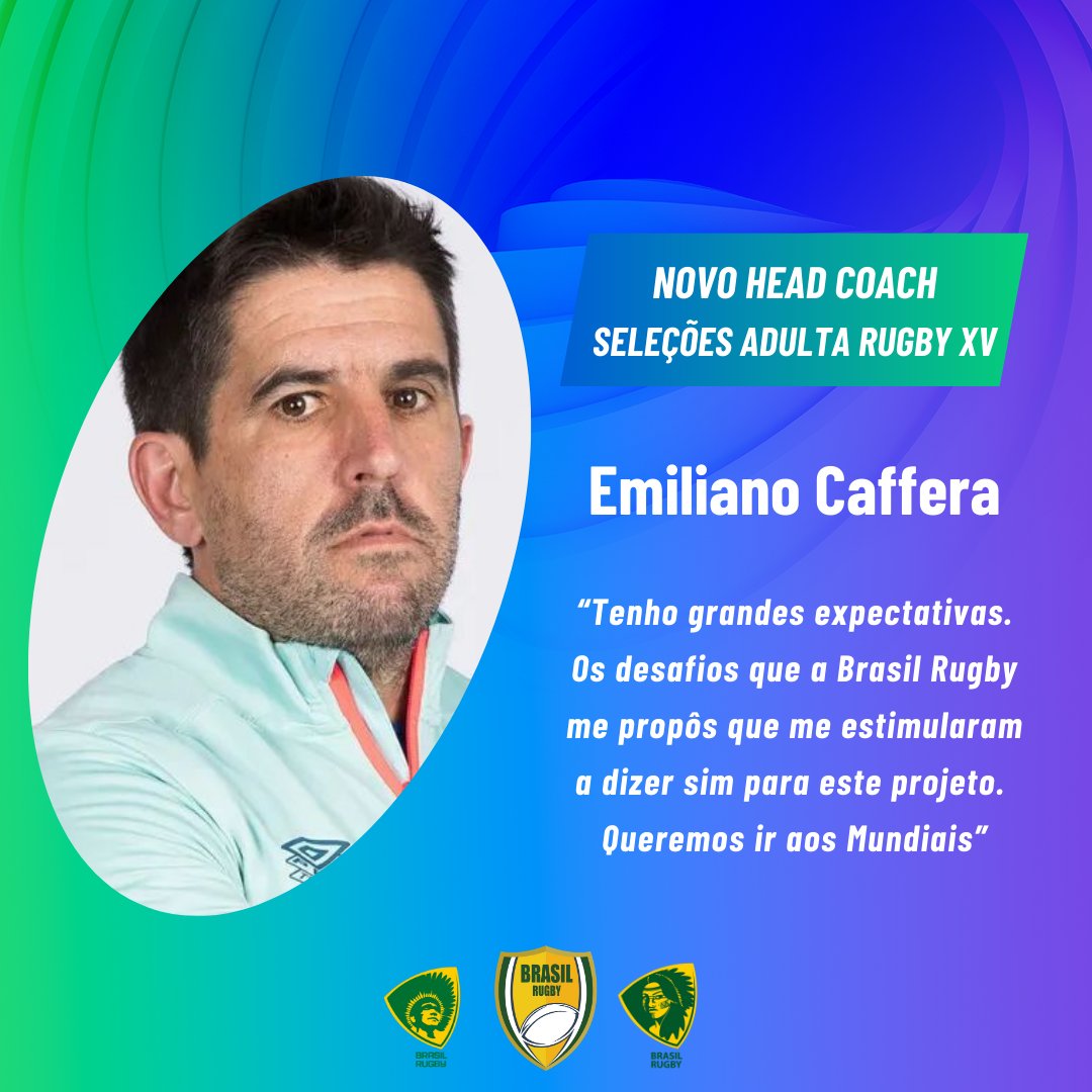 O novo ciclo de trabalho das seleções brasileiras vai começar com cara nova. Seja bem-vindo Emiliano Caffera, novo head coach das duas seleções adultas de rugby XV! Saiba mais sobre a novidade: brasilrugby.com.br/2023/10/26/bra…