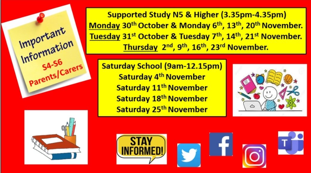 😁 It's almost time for Supported Study and Saturday Classes for Senior Phase learners to begin 🎯✅ Timetables will be posted tomorrow on year group TEAMS pages 👀 #extrasupport #prelimprep @allsaintsrcsec @AllPupil