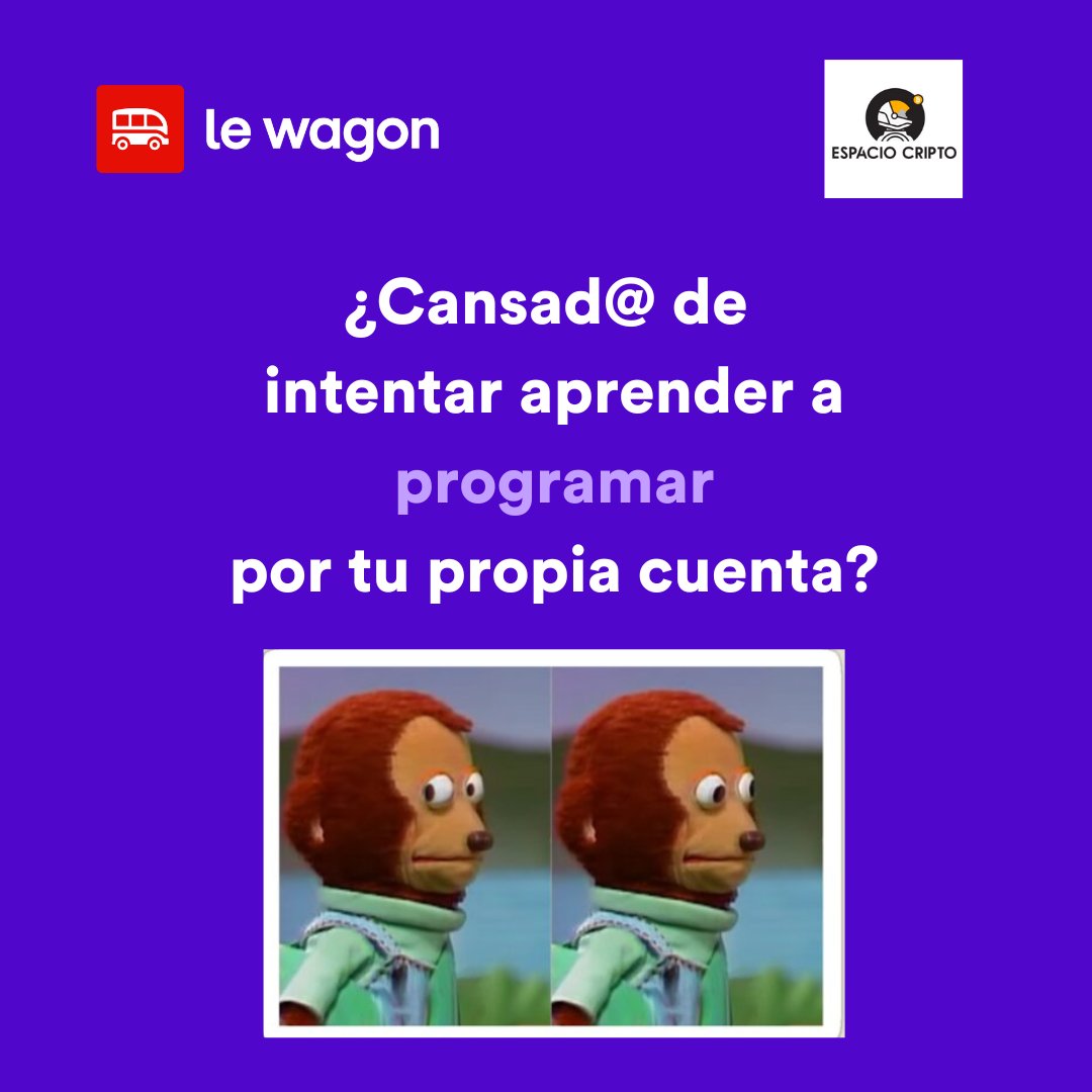 Le Wagon Mexico (@lewagonmx) on Twitter photo ¡Promovemos mucho el auto-aprendizaje! Pero también sabemos lo retador que puede ser aprender a programar sol@ 🤕
Junto con <a href="/EspacioCripto/">Espacio Cripto 🚀🧑🏻🚀</a> tenemos becas especiales y estamos a últimos días de cerrar aplicaciones para el 6 de nov! Conoce los detalles: info.lewagon.com/espaciocripto.… ¡Promovemos mucho el auto-aprendizaje! Pero también sabemos lo retador que puede ser aprender a programar sol@ 🤕
Junto con <a href="/EspacioCripto/">Espacio Cripto 🚀🧑🏻🚀</a> tenemos becas especiales y estamos a últimos días de cerrar aplicaciones para el 6 de nov! Conoce los detalles: info.lewagon.com/espaciocripto.…