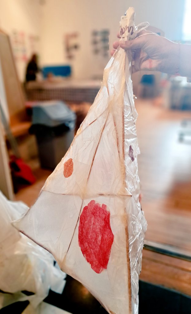 SonjaKielty's tweet photo. Today, we celebrated #TheBigDraw at #CartwrightHall #Art #Gallery βοΈ Artist Sarah Harris and BMG young ambassador, Myda, led a fully booked session of over 25 attendees who produced their own pyramid lanterns based on the 5 senses and Sarah's screen printing techniques! π¨ https://t.co/9QQ4w2Ifmc