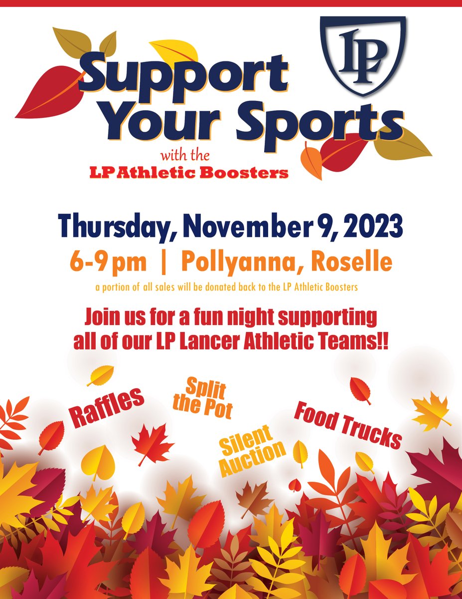 🍁🍂Booster Club Fall Event🍂🍁 
2⃣weeks out from this awesome <a href="/LPHSBoosters/">Lake Park Boosters</a> event! Make your plans to be there for fun night of great company, great food, and chances at great prizes all while supporting the group that supports all Lake Park student-athletes! #WeAreLakePark