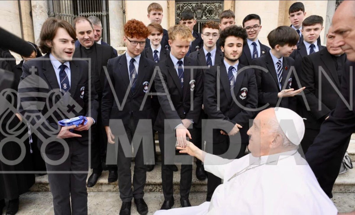 St_Michaels_Ekn's tweet photo. The final morning of our first school trip to Rome was most definitely the highlight! At the end of General Audience in Saint Peter’s Square we got the chance to meet the Holy Father, Pope Francis.

He assured us of his prayers for all our students, staff and their families. https://t.co/LXoc3QK9Ot