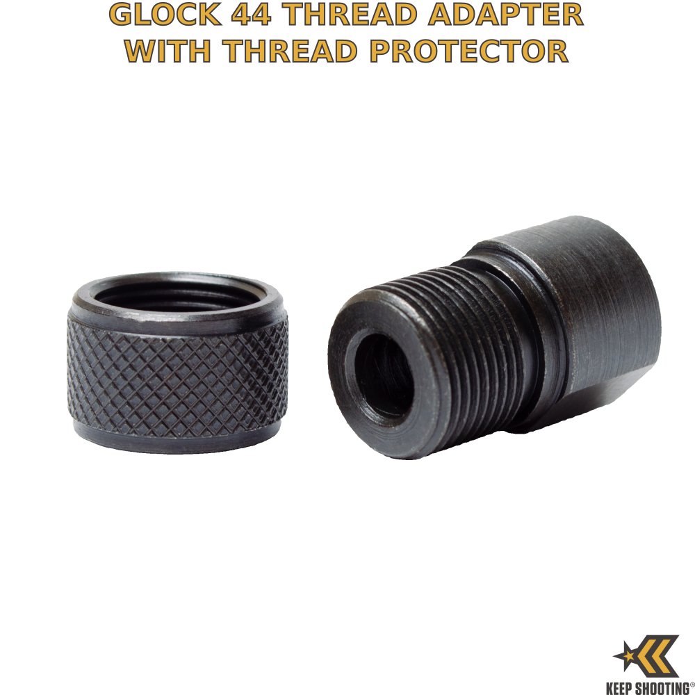 keepshooting's tweet photo. Just released!  GLOCK 44 Thread Adapters with Thread Protectors!  Just $9.95/each.  Fully CNC machined, perfect for attaching your favorite #suppressor to your #glock44

https://t.co/gMDpZaQTJa https://t.co/sXsqHwI1ry