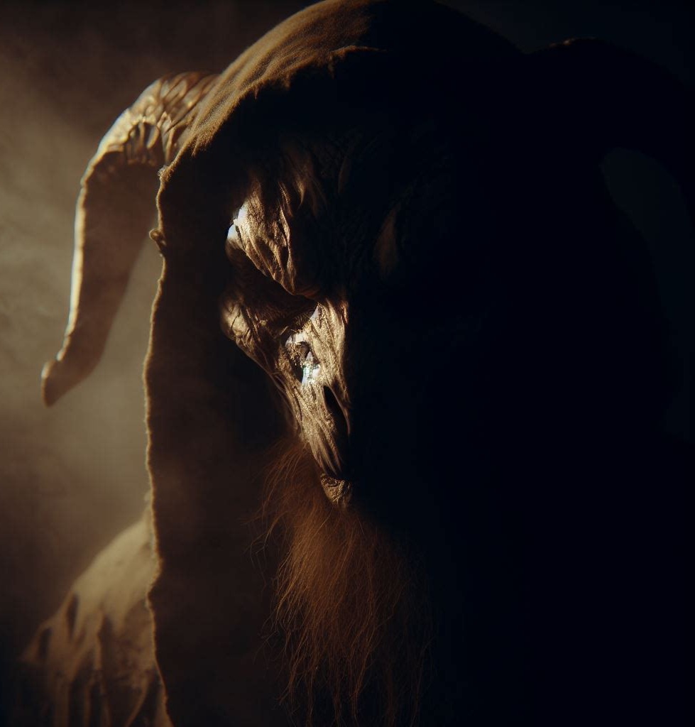 CapraCreat60713's tweet photo. Step into the eerie embrace of darkness as we reveal the intimate, atmospheric portrait of a sinister goat. Soft lighting evokes haunting emotions. 🌑🐐 #EerieGaze #EmotiveArt 📷✨ https://t.co/sBDLnqvzKv